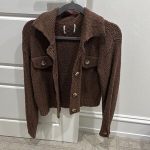 Brown Button-Up Knit Cardigan